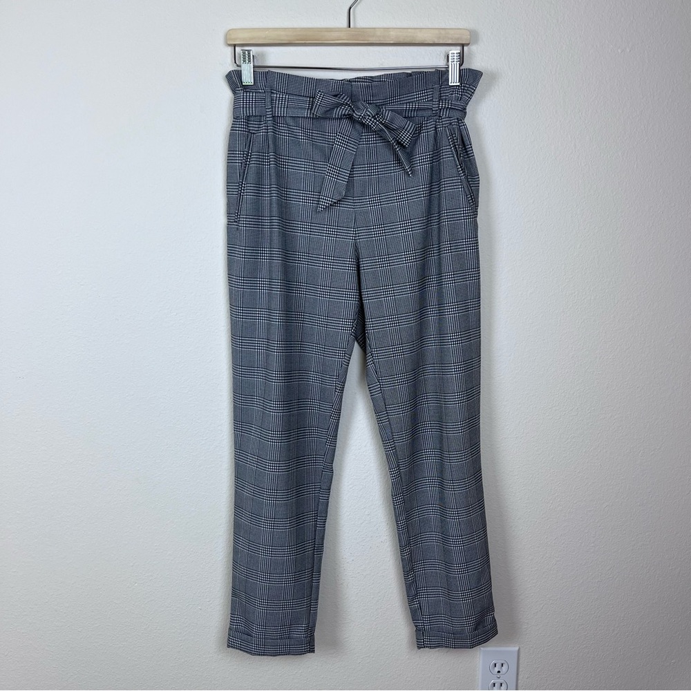 Zara Trafaluc Pants Womens Small Paperbag Plaid Houndstooth Office Academia